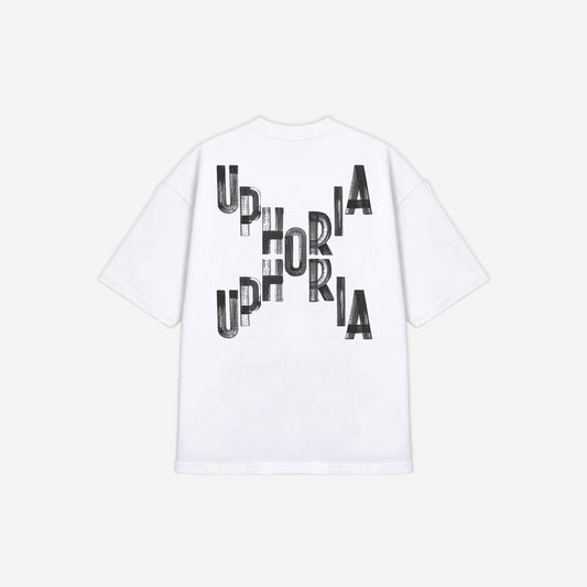 Signature Cross Tee in White – flat lay, back view