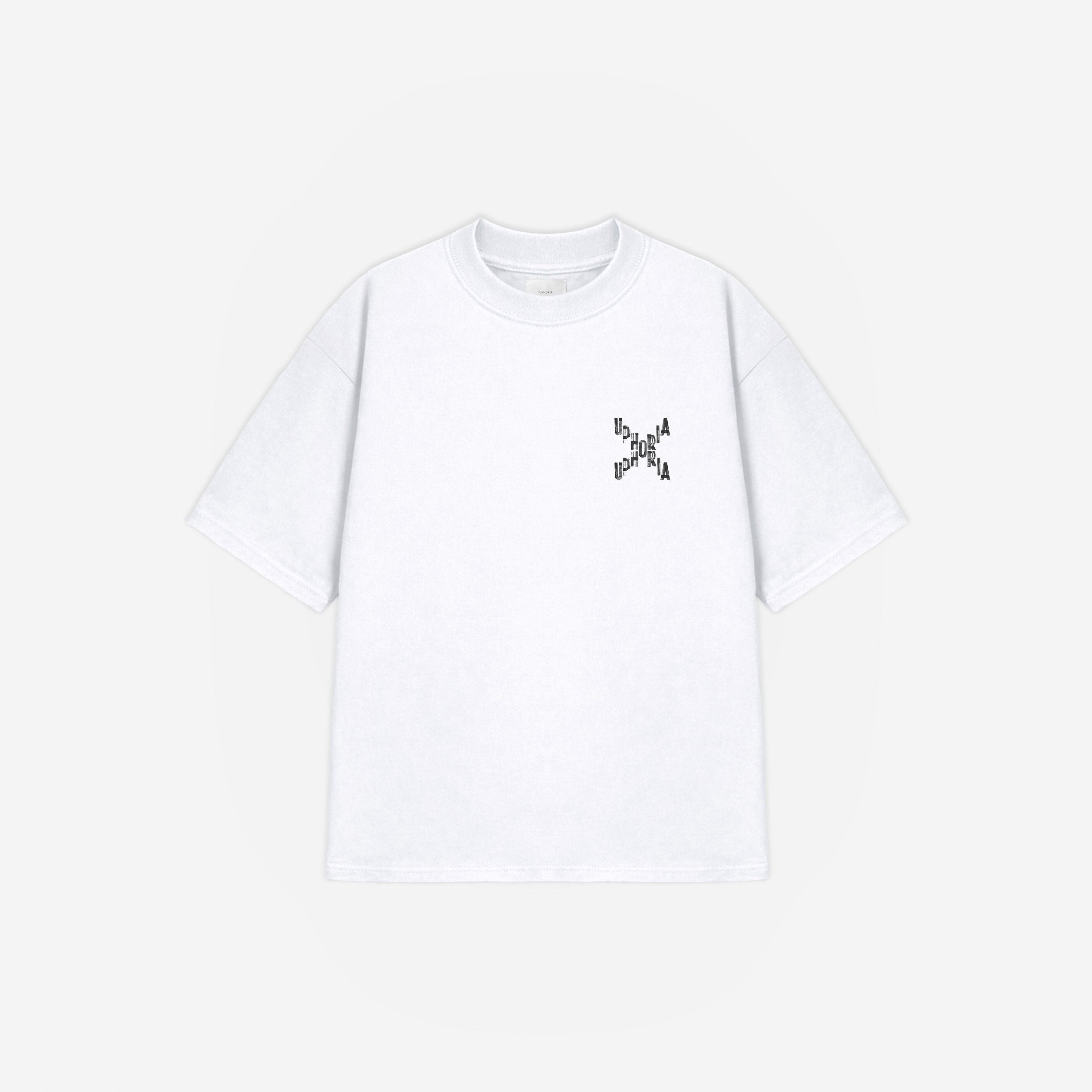 Signature Cross Tee in White – flat lay, front view