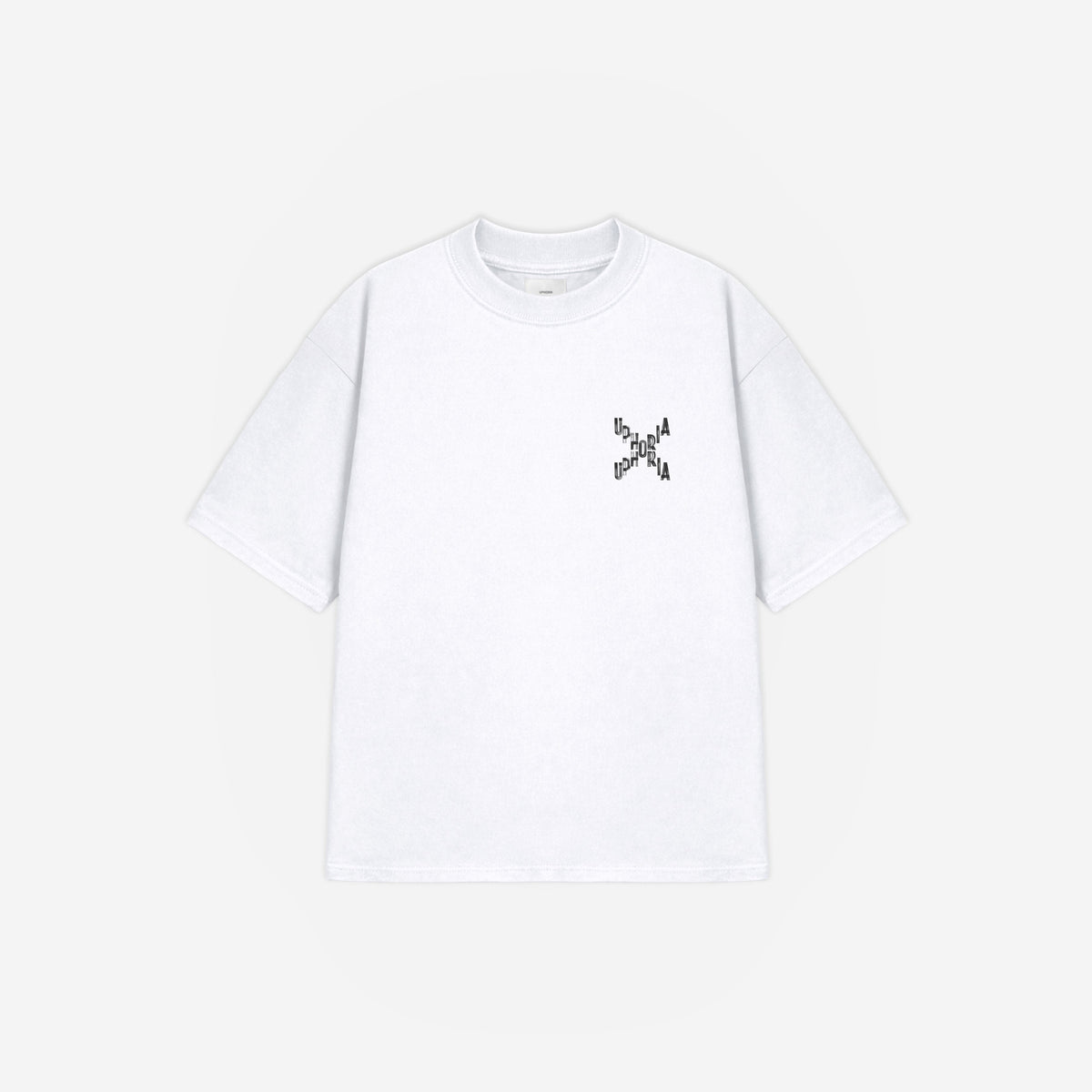 Signature Cross Tee in White – flat lay, front view