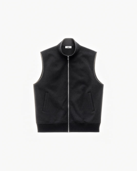 Paddock Gilet in Black – flat lay, front view