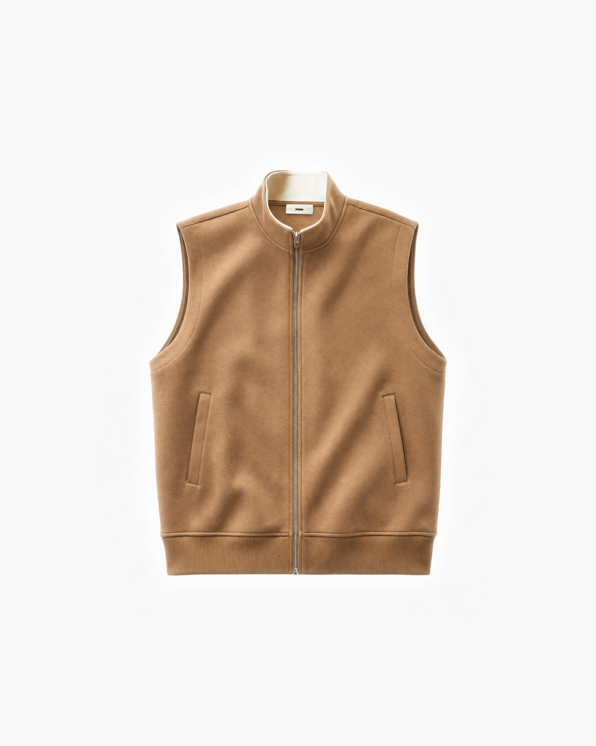 Paddock Gilet in Brown – flat lay, front view