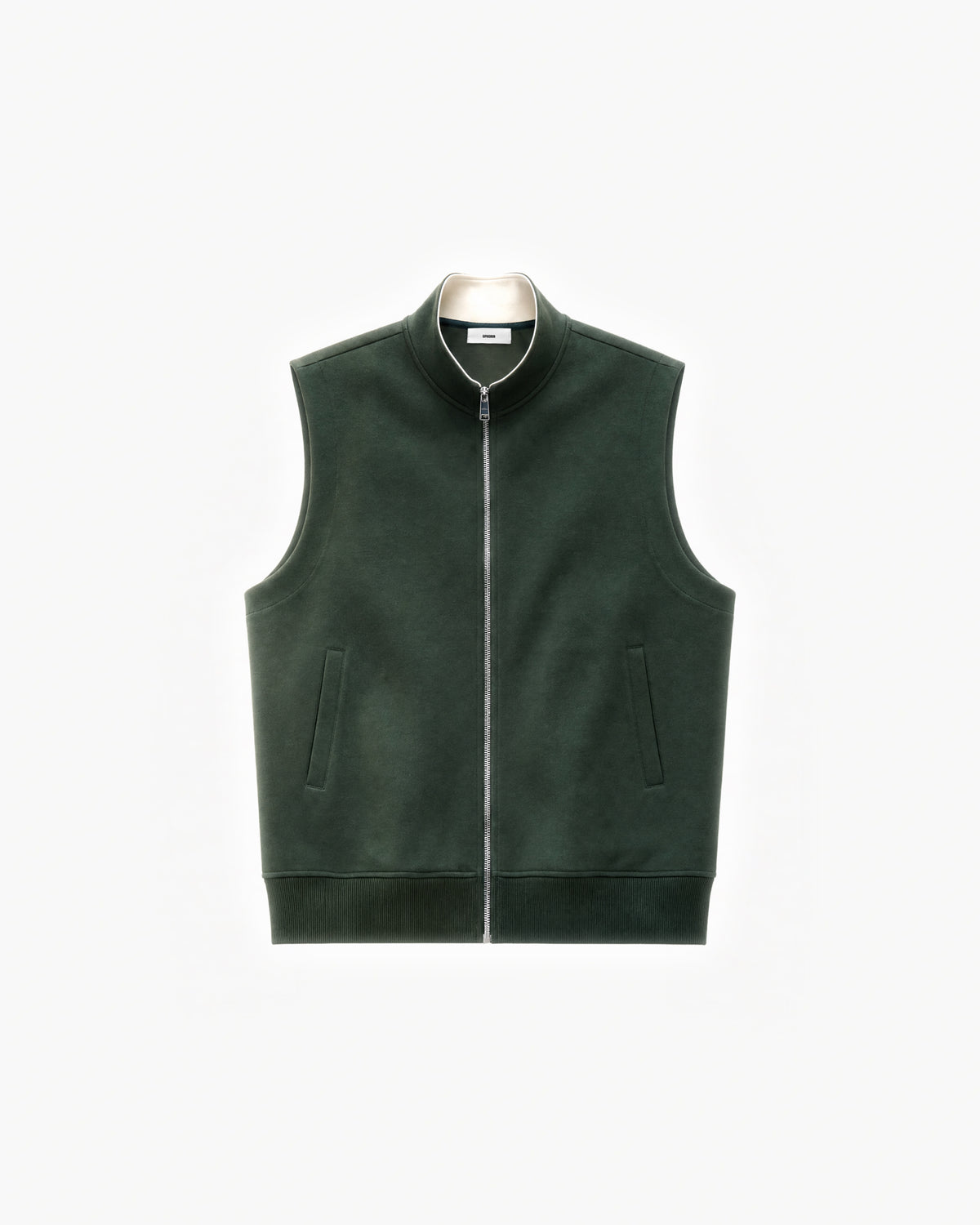 Paddock Gilet in Forest Green – flat lay, front view