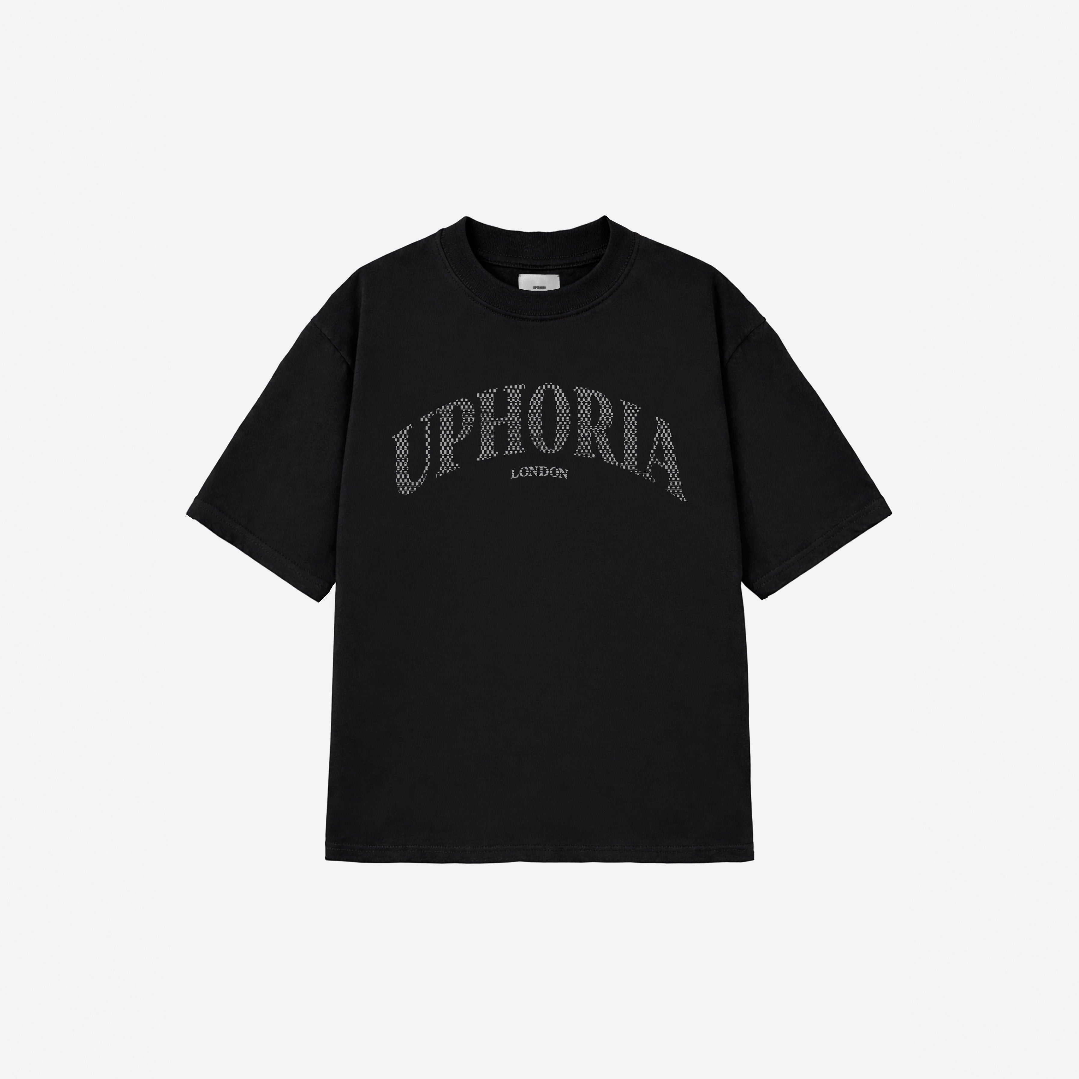 Checkered Logo Heavy Tee in Faded Black – flat lay, front view