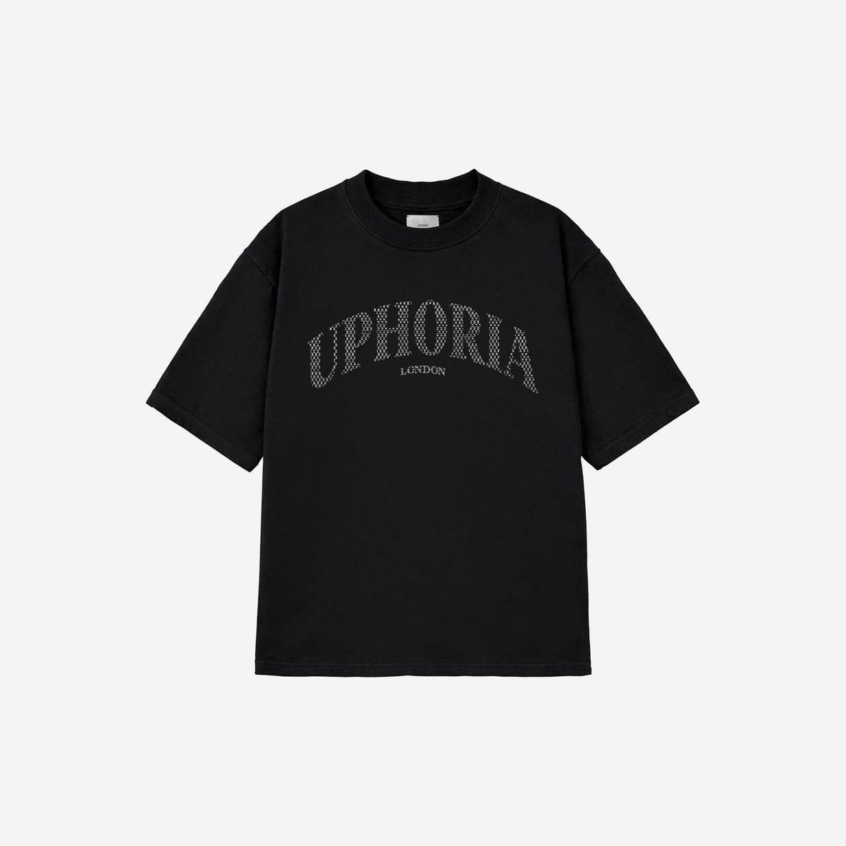 Checkered Logo Heavy Tee in Faded Black – flat lay, front view